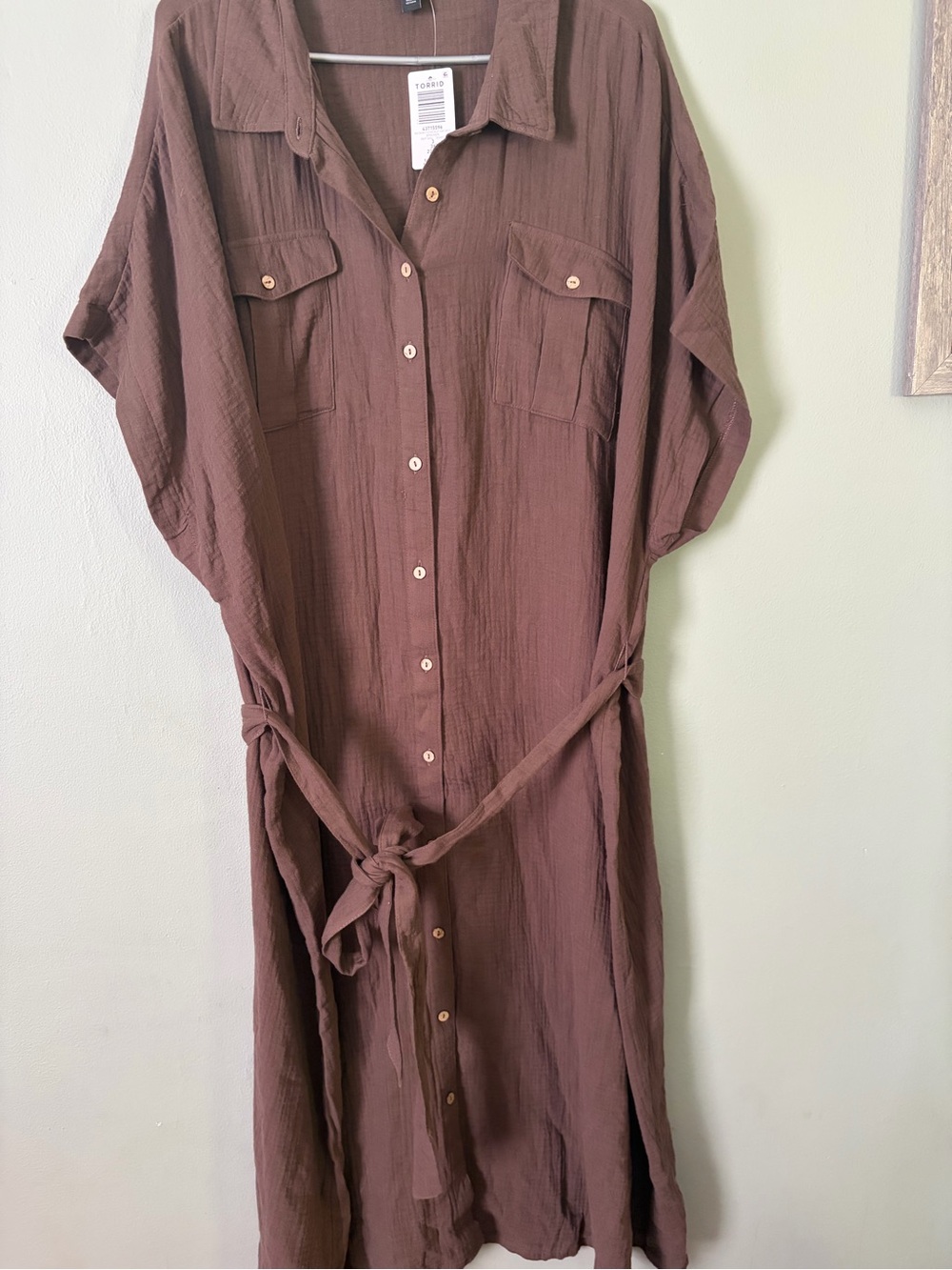 Torrid Midi Double Pucker Gauze Shirt Dress NWT - Picture 2 of 4